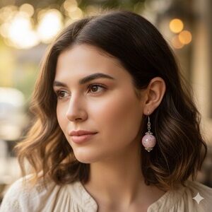 Unique Handmade Polymer Clay Bubblegum Pink & Silver Speckle Dangle Earrings